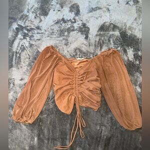 Blush Camel Ruched Blouse